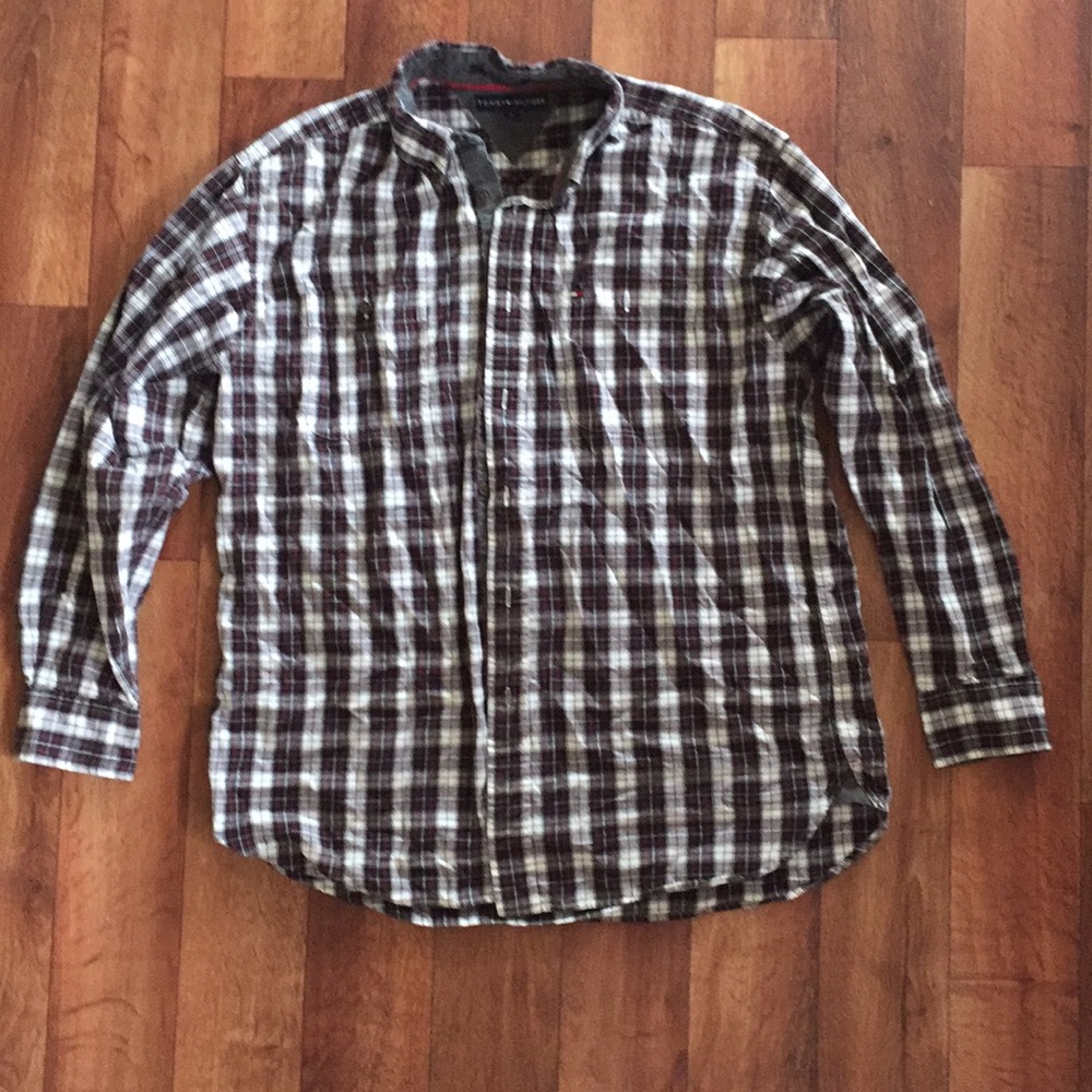 Large boys plaid long sleeve shirt.